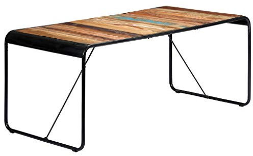 LoogCape Esstisch aus Altholz 180 x 90 x 76 cm, Massivholz mit pulverbeschichteten Stahlbeinen, Küchentisch und Esszimmertisch im Vintage Industrial Stil für Küche und Essbereich