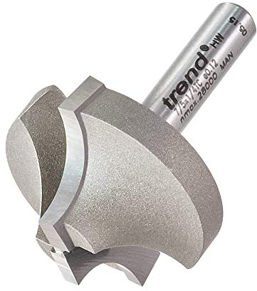 Trend Professional Ovolo Rounding Over Router Cutter, 10mm Radius, 1/4 Inch Shank, Without Bearings, Tungsten Carbide Tipped, 7/5X1/4TC