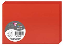 Clairefontaine 22371C Packung mit 25 Doppelkarten Pollen, 210g, in Format C6, 110 x 155mm, korallenrot