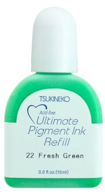 Tsukineko Tinta VERSACOLOR Color Verde Claro Opaca Recarga 15ml. Bote cánula
