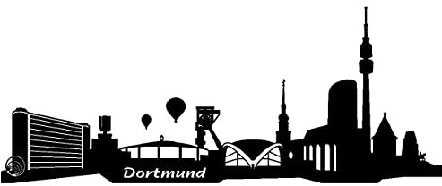 Samunshi® Wandtattoo Dortmund Skyline Wandaufkleber 120 x 48cm schwarz