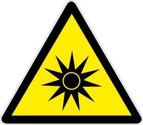 Warnschild aus Aluminium - Optische Strahlung - Schenkellänge 20 cm