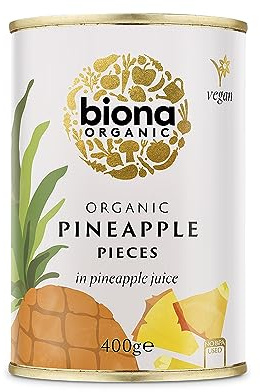 Biona Organic Pineapple Pieces in Pineapple Juice 400 g (Pack of 6)