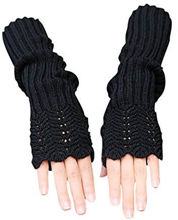 Novawo Women Arm Warmers Warm Knitted Long Gloves Winter Fashion Gloves