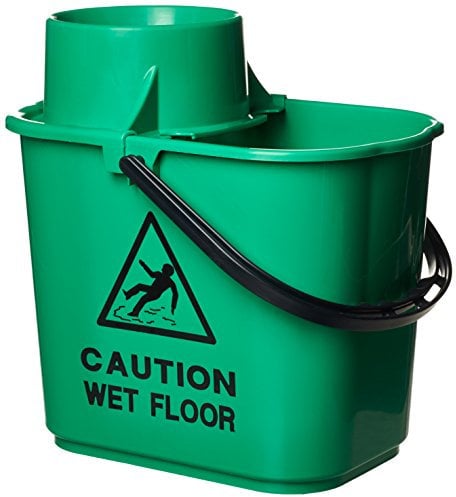 2Work Plastic Mop Bucket with Wringer 15 Litre Green 102946GN