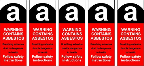 ASBESTOS LABELS SIGN *PACK OF 5* Each label is a 25mm x 62mm Sticker