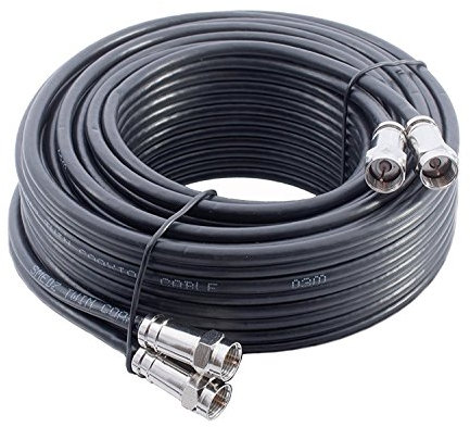 5m Black Twin Satellite Shotgun Cable Extension Kit With Premium Grade Fitted Compression F-connectors As Used By The Professionals For Sky+ , HD , Freesat Allows You To Relocate Your Existing Box , Kit Consists Of 5m Sky Double Coax , 10 x Cable Clips , 4 x Connected Compression F-connectors , 2 x F-connector Couplers