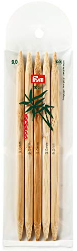 Prym 20 cm x 9 mm Double Pointed Glove Knitting Pins, Bamboo