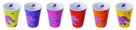 6 Espressobecher mit Elefant Motiv - Kashmir - Paisley - Espresso