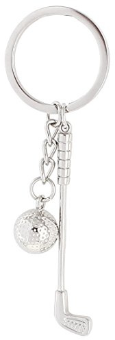 sourcing map Porte-clés En Modèle Balle pour Golf Et Club pour Golf Ton Argenté Taille Unique