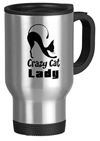 Hiekon Crazy Cat Lady Travel Mug, 14-Ounce