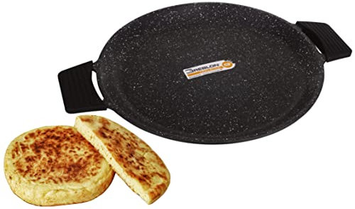 KLAUS - Plat Rond 32 Cm Pour Cuisiner Comme Sur De La Pierre Avec Manique En Silicone Tous Feux Dont Induction Passe Au Four