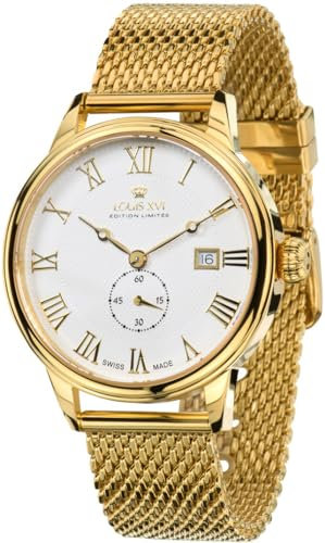 LOUIS XVI Herren-Armbanduhr Louis Charles l'acier l'or Blanc Analog Quarz Edelstahl Gold 456
