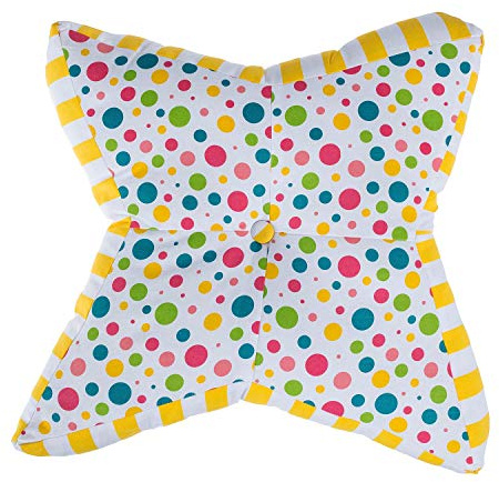 HOMESCAPES Multi-coloured Star Floor Cushion Large Decorative Children’s & Garden Seat Pad with Polka Dot Pattern, Pre-Filled 100% Cotton Indoor and Outdoor Cushion, 48cm