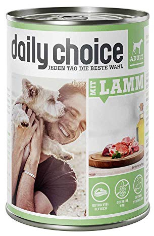 DAILY CHOICE – Lamm | Nassfutter mit natürlichen Zutaten und wertvollen Superfoods für ausgewachsene Hunde. Getreidefreies Alleinfutter ohne Zusatzstoffe in der Dose | 24x400g Lamm