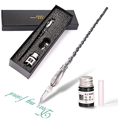 Glasstifte-Set – Kalligraphie-Stift Schreiben, Glas Dip Pen und Tinte Set,für Grußkarten, Unterschriften, Zeichnen, Schreiben.