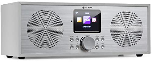auna Silver Star Stereo Internetradio mit DAB+ / UKW, WLAN Radio, Webradio mit Bluetooth, 2 x 8 Watt RMS, USB, App-Steuerung, AUX, Weckfunktion, inkl. Fernbedienung, Weiß