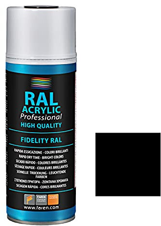 Bombe aérosol 400 ml de peinture acrylique 100 % RAL 9005 noir mat
