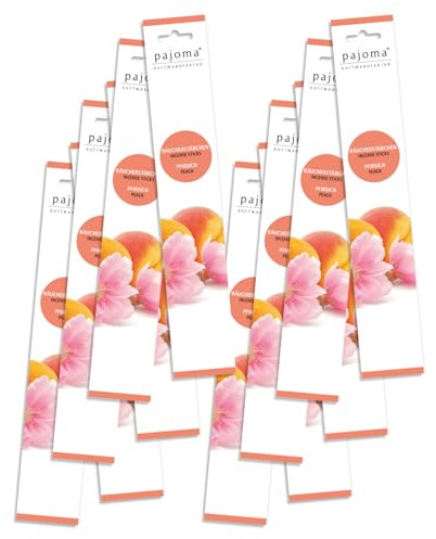 pajoma® Räucherstäbchen Pfirsich 12x 10 Stück | Weihrauch-Stäbchen 28 cm - in dekorativer Verpackung