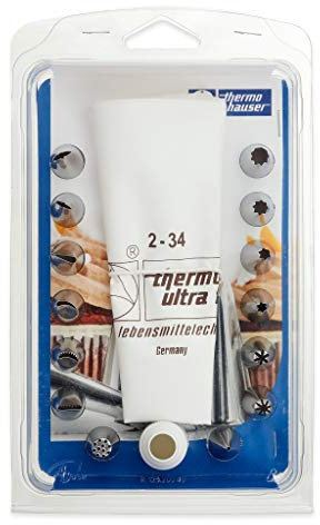 thermohauser Mehrwegspritzbeutel-Set aus Polyester ULTRA FLEX, 16-Teilig (Spritzbeutel, Adapter, 14 Tüllen), Rosa