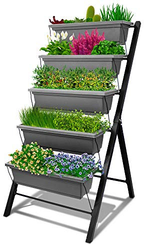 Outland Living Vertikale Pflanzgefäße, Kunststoff Polypropylen, Granitgrau