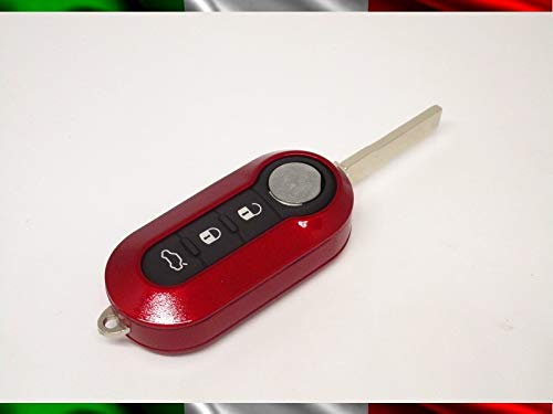 Cover Chiave Guscio Telecomando COMPATIBILE CON Fiat 500 Grande Punto Evo Bravo Panda 500L Lancia Y YPSILON MUSA Delta SCOCCA Telecomando Completo NO ELETTRONICA Rosso Rubino