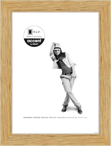 accent by nielsen Bilderrahmen, 15 x 21 cm, Holz, Eiche, Fotorahmen zum Auftstellen im Hoch- & Querformat, Echtglas, Scandic