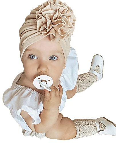 Geagodelia Turban Baby Mädchen Neugeboren Stirnband Haarband Knoten Mütze Sommer Stretch Schleife Headwear Kleinkind (Beige Turban, OneSize)