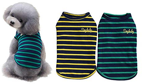 YAODHAOD 2-Pack de Camisas de algodón para Perros, Ropa para Mascotas, Camisas para Cachorros, Gatos, Chalecos para Gatos, Transpirables y elásticos, para Cachorros y Mini Perros