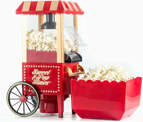 SA Products Carnival Popcorn Maker – Nostalgia Popcorn Maker Machine – Movie Night Hot Air Popcorn Maker – Vintage Popcorn Maker Machine – Home Made Healthy Popcorn Maker