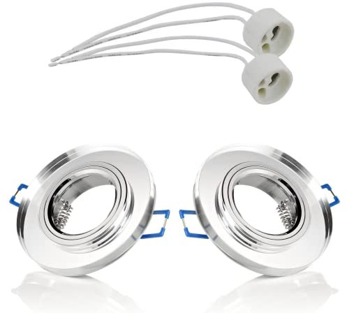 Sweet Led 2x Einbaustrahler inkl. GU10 Fassung 230V IP20 Einbauleuchten Rahmen Einbauspots Möbelleuchten downlight spot – rund, transparent