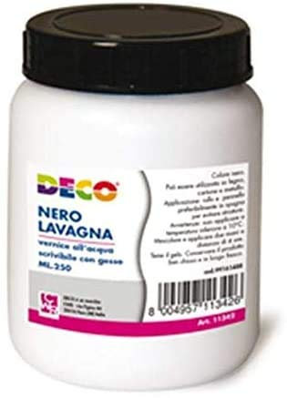Fondo Lavagna Nero Vernice all'acqua 250ml Scrivibile e Cancellabile | A base d'acqua e atossica | Pittura per creare lavagna nera su pareti, legno, cartone, metallo CWR cod. 11342