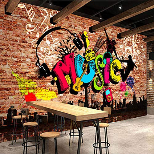 BYSQX Vlies Fototapete 3D Effekt Graffiti Briefe Kopfhörer Kreativität Vliestapete - Wandtapete Für Wohnzimmer Schlafzimmer Büro Flur Tapete Kinderzimmer Jungen Mädchen Wandtapete 200X150Cm