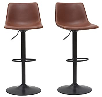 Miliboo Barhocker Vintage PU Hellbraun 2er Set New Rock