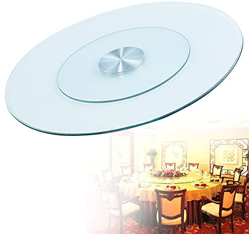 Lazy Susan Plato Giratorio de Cristal Redondo para Mesa de Comedor, 60-120 cm Plato de Servir Rotatoria de 360 Grados Rotación Flexible, Ideal para Reuniones Familiares,90cm/35.4in