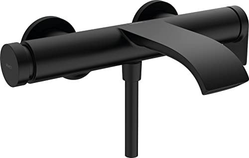hansgrohe Vivenis - Badewannenarmatur Aufputz für 2 Verbraucher, Mischbatterie Badewanne mit Auslauf Länge 21,6 cm, Einhebelmischer Wanne, Mattschwarz, 75420670