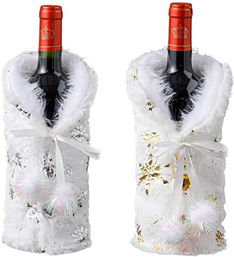 Ailovone Weihnachten Flaschen Deko Weihnachten Weintasche Geschenk Weinflaschen-Pullover weihnachtliche Weinflaschen-Abdeckung Für Weihnachten Partys Tisch Deko Geschenktüten (2pcs)
