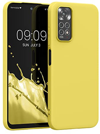 kwmobile Funda para Xiaomi Redmi Note 11 / Note 11S Carcasa - Ultrafina de TPU y Silicona con Bordes elevados anticaídas - Amarillo chillón