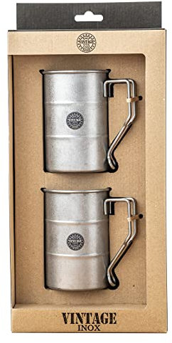VINTAGE INOX B-2 Vintage Camping Geschirr Set, Made in Japan, Outdoor, Camping, Glamping, Samt, Alterungsbehandlung, bruchsicher, spülmaschinenfest