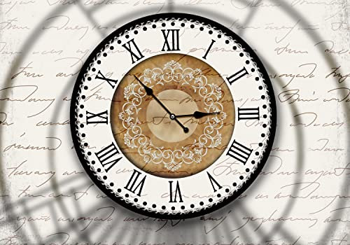 wandmotiv24 Fototapete Uhr Turmuhr Vintage, XXL 400 x 280 cm - 8 Teile, Wanddeko, Wandbild, Wandtapete, Schrift Spruch Bahnhofsuhr M6305