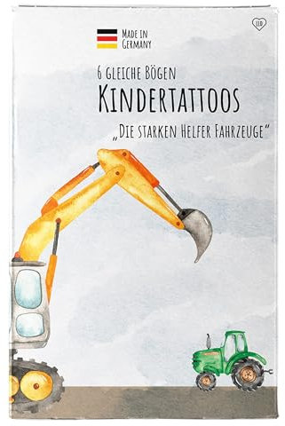 lila liebt dich® 6 Bögen Kinder Tattoo Die starken Helfer Fahrzeuge, give aways Kindergeburtstag, Gastgeschenk Kindergeburtstag, Auto Tattoo Kinder