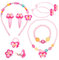 Prasacco 7 Teiliger Kinderschmuck Set, Kleine Mädchen Armbänder, Halsketten, Ringe, Haarspangen, Haar-Ringe, Haarbänder, Ohrclips, Geschenk für Mädchen Geburtstag (Rosa, Buntes Perlen)
