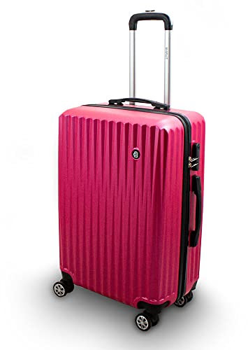 Lacestone Barut Trolley Hartschalen Koffer Hartschalenkoffer Hardcase Größe L - Modell General (Pink)