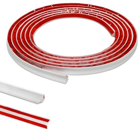 PVC Quadrant Trim,Flexible Laminate Beading Self Adhesive Plastic Wall Corner Edging Strip for Worktop Ceiling Floor,Caulk Moulding Skirting Board Trim(2.5M,12mm*6mm)