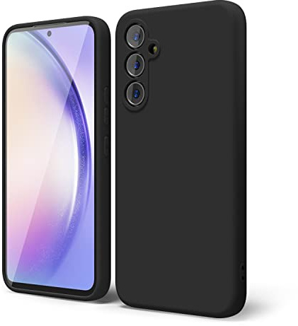 oakxco for Samsung Galaxy A54 5g Phone Case Liquid Silicone, Cute Thin Slim Soft Rubber TPU Plain Smooth Gel Cover for Women Girl, Matte Solid Protective & Shockproof, Black
