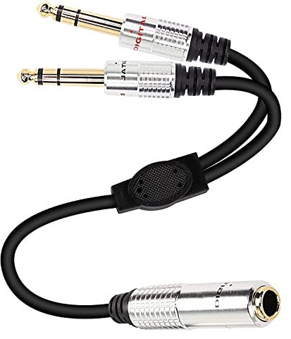 XMSJSIY Cable adaptador de extensión de audio TRS hembra a conector estéreo dual de 1/4 pulgadas con chapado en oro para amplificador, guitarra y más-50 cm
