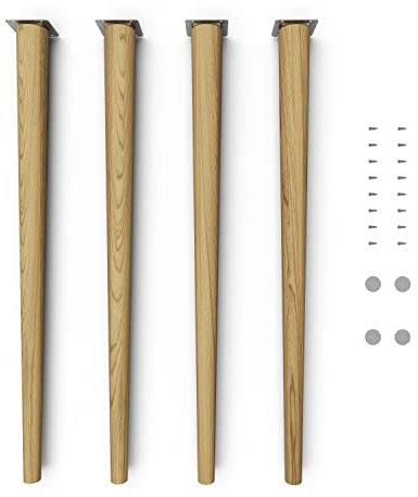 Sossai Tischbeine aus Massivholz Eiche mit Öl-Finish, Clif Round HMF1, 71 cm hoch, rund, gerade Ausführung, für Stühle, Tische