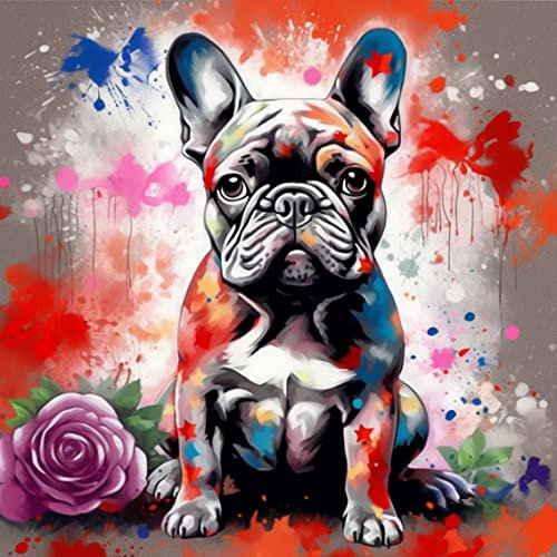 YISOAI Peinture par Numéro Adulte chien de couleur bouledogue français(STY4) 40x50cm Bricolage Tableau Peindre par Nombre pour Enfants Jouets à peindre, cadeaux peints à la mainHome Decor