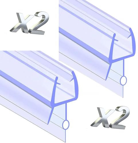 Pacco 2 Guarnizione Vetro Porta Box Doccia, Lunghezza 80 Centimetri, PVC, Spessore Vetro da 6 a 8 Millimetri, No Adesivo o Colla, Facile Installare