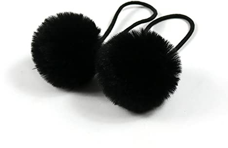10 Stück Nette Kopfbedeckung,5cm PomPom Haarband Baby Haargummi Kleine Kugel Pferdeschwanzhalter Mädchen Pelzknäuel Haargummis Baby Haarschmuck Pferdeschwanz Halter,Schwarz